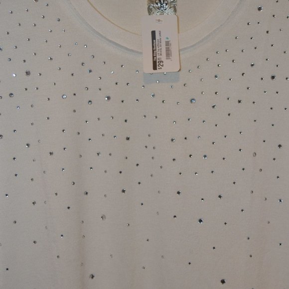 White Sparkle Sweater Size Large - Picture 4 of 5